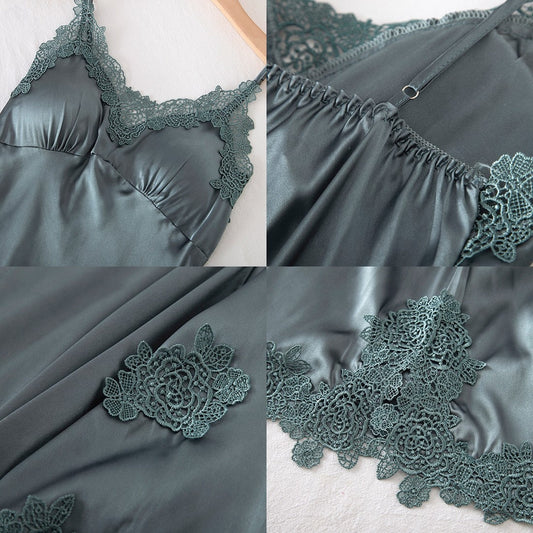 Damespyjama • Satijn • Sexy nachtmode • Zomerpyjama met broek • Nachtjapon • V-hals • Kimono • Set • Lingerie